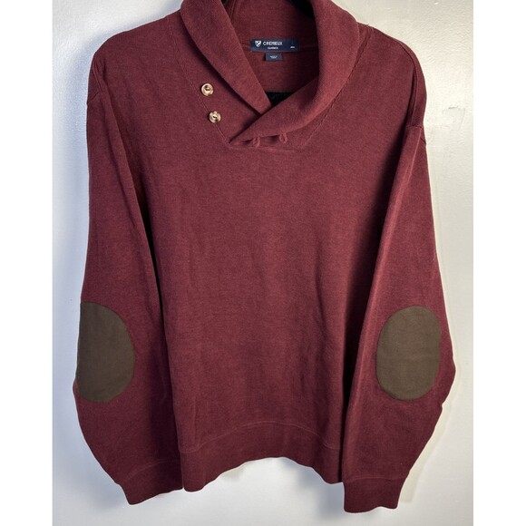 Cremieux Classics Maroon Sweater Shawl Collar Pullover Elbow Patch Brown Size L - Picture 2 of 12